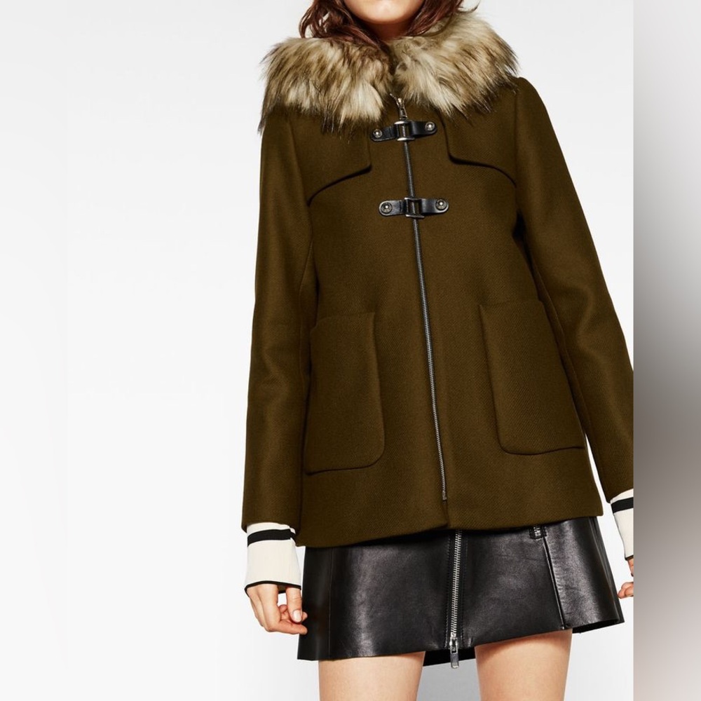 Zara Wool Fur Hooded Jacket - Picture 14 of 14